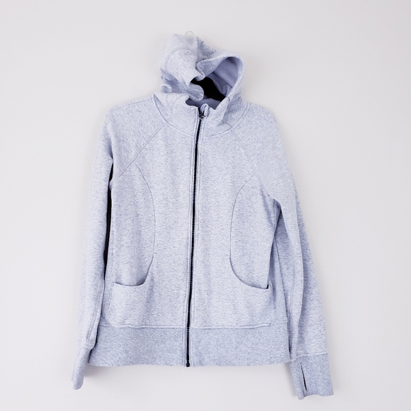 Gray Full Zip Hoodie Sweatshirt Scuba 90 Degree By Reflex Size Large - Picture 1 of 6
